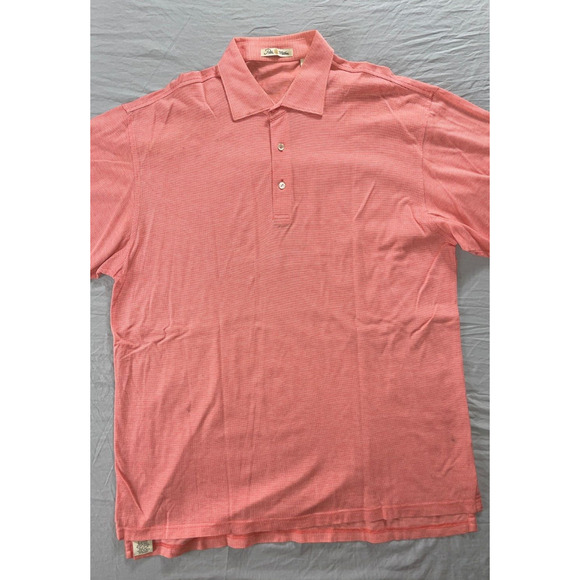 Peter Millar Double Mercerized Cotton Polo Shirt. Orange Nailhead, Size L. EUC!! - Picture 2 of 7
